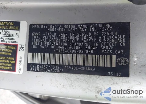 2008 Toyota Camry Le from USA, damaged, VIN 4T4BE46K88R036986